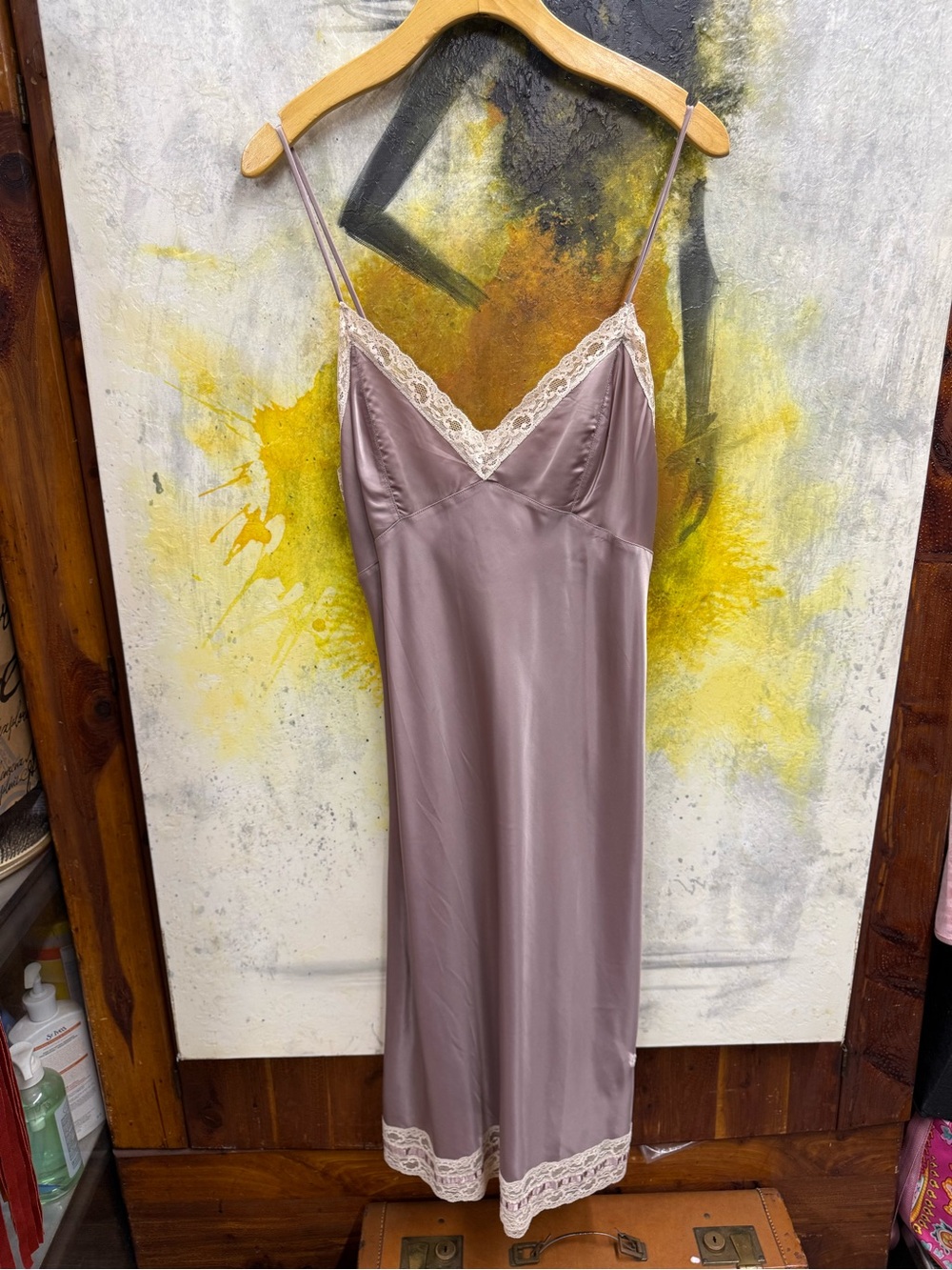 Christian Dior Vintage Silky Lace-Trim Slip Dress - Mauve